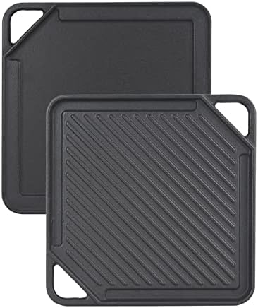 GasSaf Cast Iron Reversible Griddle, Double Sided Grill Pan Perfect by GasSaf