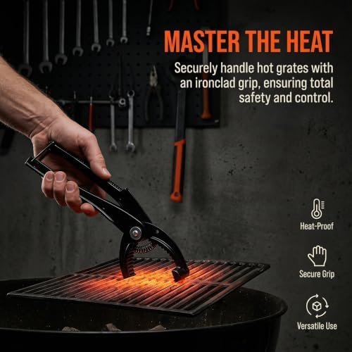 2pcs Cast Iron Grill Lifter Tongs Serrated Jaws and Locking Handle - Image 7