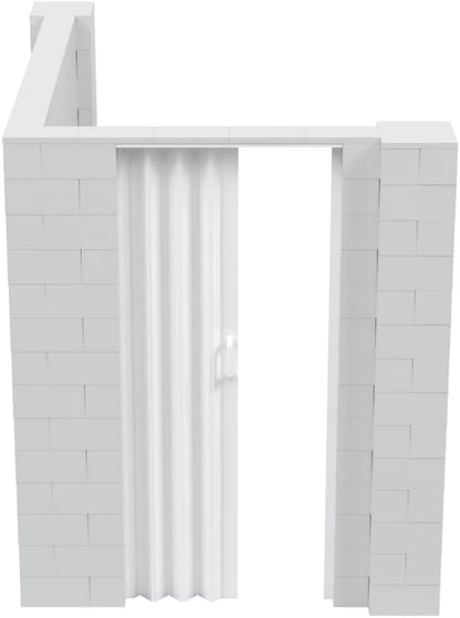 EverBlock 6’ x 8’ x 7’ L-Shaped Wall Kit with Accordion Door | 3’ x 7’ Doorway | Modular Building Blocks | Wall Display | Room Divider & Partition | Reusable | Indoor & Outdoor Use | Black