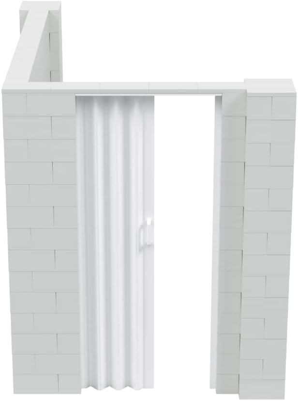 EverBlock 6’ x 8’ x 7’ L-Shaped Wall Kit with Accordion Door | 3’ x 7’ Doorway | Modular Building Blocks | Wall Display | Room Divider & Partition | Reusable | Indoor & Outdoor Use | Light Gray