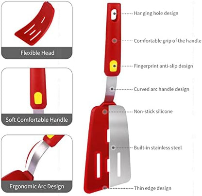 Silicone Spatula Turner Heat Resistant 600°F 3 Piece Set Non Scratch Flexible - Image 5