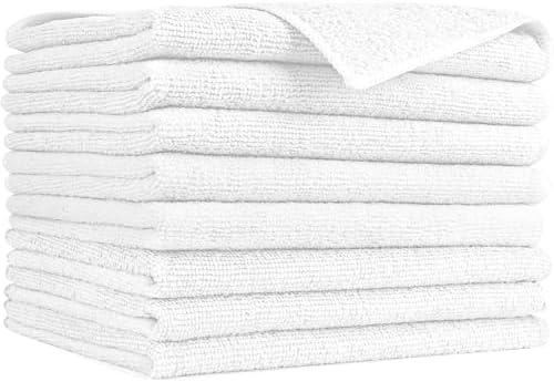 AIDEA White Microfiber Cleaning Cloth-8PK, Cleaning Rags 12"x 16" Reusable by AIDEAHOME