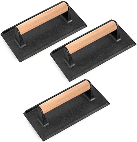 Leonyo 3Pcs Cast Iron Grill Press, Pre-Seasoned Burger Smasher by Leonyo