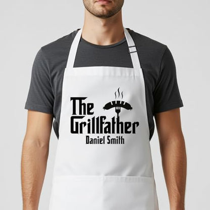 Custom Grill Master Aprons for Men, Mens Grilling Gifts for Fathers Day - Image 2