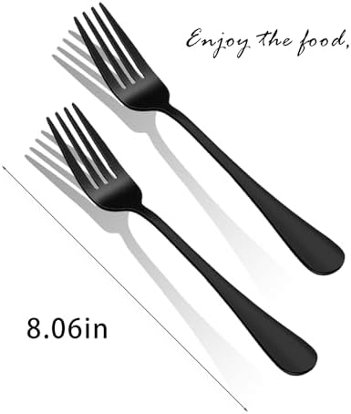 Black Forks Silverware Set Of 6 Pieces, Stainless Steel Forks, Mirror Polished - Image 6