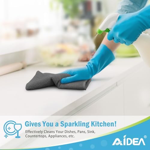 AIDEA Gray Microfiber Cleaning Cloth-12PK, Cleaning Rags 12"x 12" Absorbent - Image 5