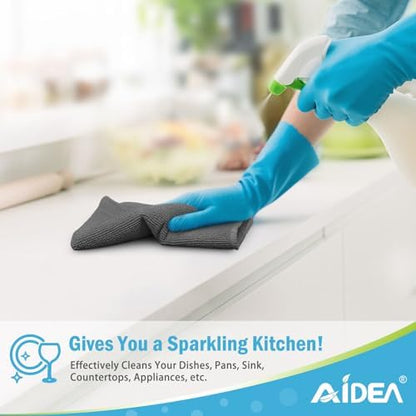 AIDEA Gray Microfiber Cleaning Cloth-12PK, Cleaning Rags 12"x 12" Absorbent - Image 5