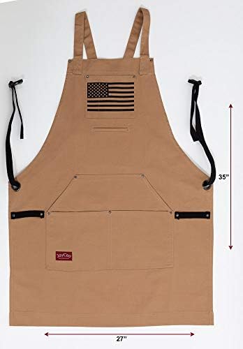 JayCee Apron for BBQ, Hobby and Workshop, 5 Pockets, Cross-Back, 2 Tool/Towel - Image 3