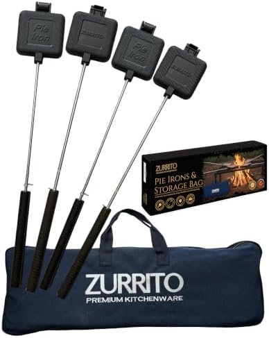4x Campfire Pie Iron Storage Bag Bundle Set, Cast Iron Pie Pan, Mountain Pie by ZURRITOPREMIUMKITCHENWARE