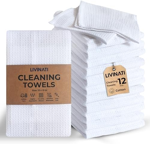 White Cotton Cleaning Rags For Housekeeping by LIVINATI