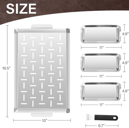 BBQ Vegetable Grill Basket Set, 4 Piece Stainless Steel Grill Pan Set - Image 2