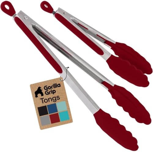 GORILLA GRIP Stainless Steel Kitchen Tongs by GorillaGrip