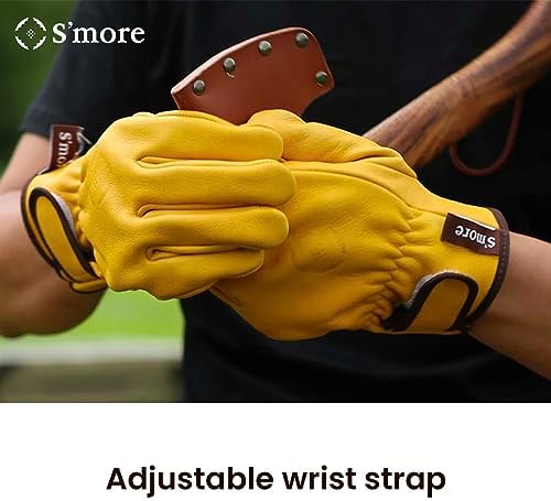 S'more Leather Work Gloves for Men & Women, Cowhide Working Gloves - Image 4
