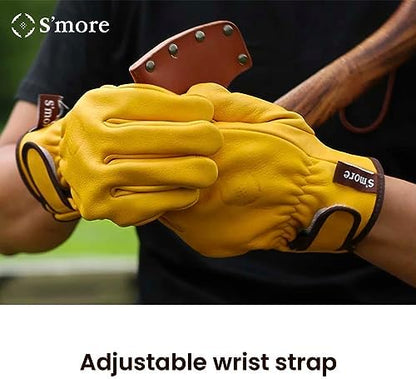 S'more Leather Work Gloves for Men & Women, Cowhide Working Gloves - Image 4