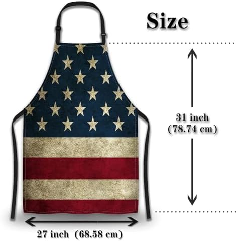 Housewife Apron for Women Vintage American Flag Burlap Cooking Aprons for Men - Image 2