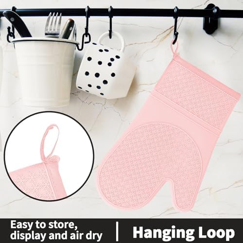 Silicone Oven Mitts, Heat Resistant 500F Kitchen Mitts 2PCS, 11.6" BPA-Free - Image 6