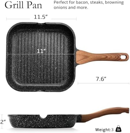 ESLITE LIFE Nonstick Grill Pan for Stove Tops, Versatile Griddle - Image 2