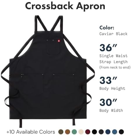 hedley & bennett Crossback Chef Apron, Pockets & Towel Loop, Caviar Black - Image 3