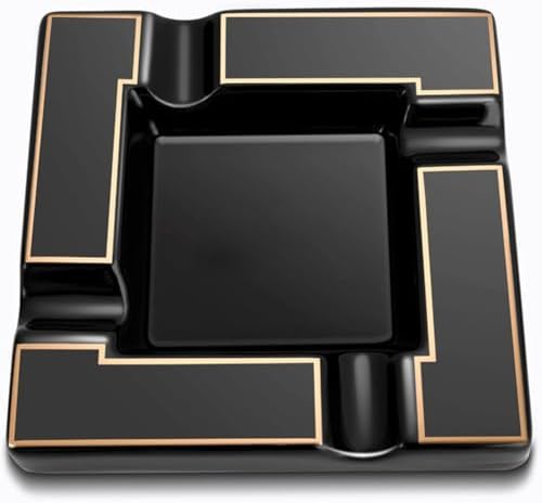 Cigar Ashtray Large Ceramic Cigarettes Ash Tray Black Cigars Ashtrays by Seliau