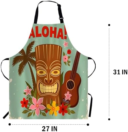 WONDERTIFY Hawaiian Style Apron, Seaside Palm Trees and Beautiful Flowers Bib - Image 3