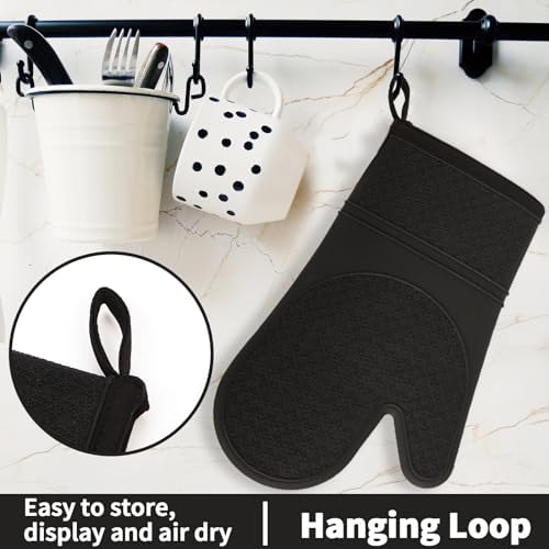 Silicone Oven Mitts, Heat Resistant 500F Kitchen Mitts 2PCS, 11.6" BPA-Free - Image 6