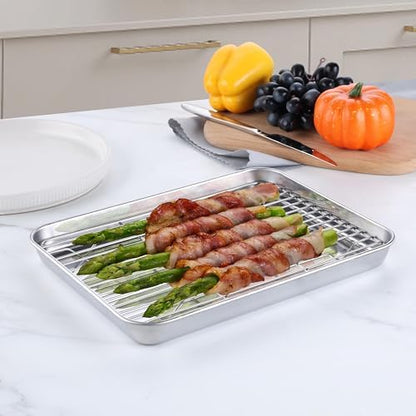 Homikit 10x8 Inch Small Stainless Steel Baking Sheet - Image 3