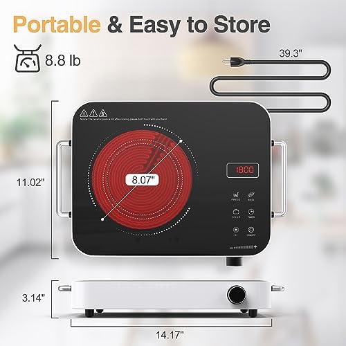 GIHETKUT Single Burner Electric Cooktop, 1800W 110V Electric Stove Top - Image 3