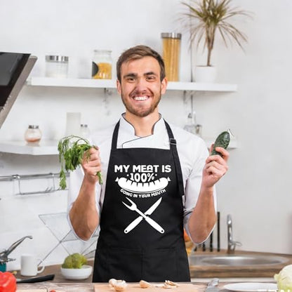 Funny Black Apron with Pockets for Man, Father in Law, Chef Daddy Women - Image 5