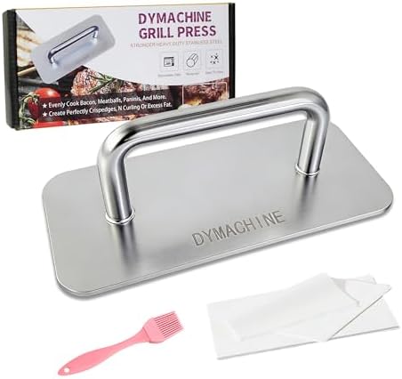 Stainless Steel Burger Press, 9 Inch Smash Burger Press, 2.5mm Non-Stick Smooth by DYMACHINE