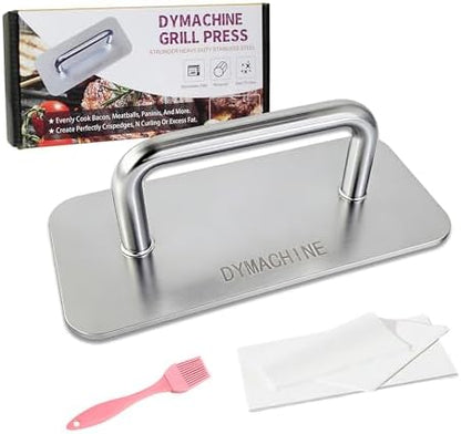 Stainless Steel Burger Press, 9 Inch Smash Burger Press, 2.5mm Non-Stick Smooth by DYMACHINE