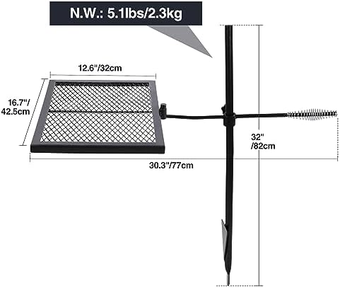 REDCAMP Swivel Campfire Grill Heavy Duty Steel Grate, Over Fire Camp Grill - Image 2