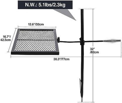 REDCAMP Swivel Campfire Grill Heavy Duty Steel Grate, Over Fire Camp Grill - Image 2