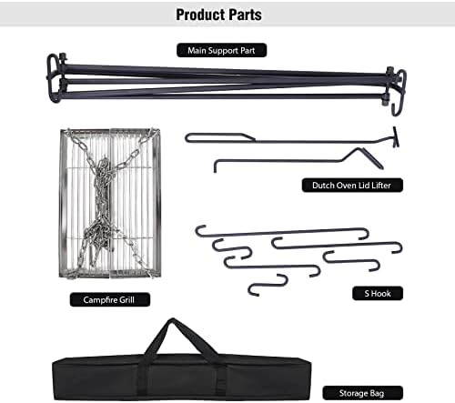 REDCAMP Swing Campfire Grill Stand - Image 3
