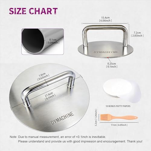 Smash Burger Press, 8.5 Inch Stainless Steel Hamburger Press, 2.5mm Thick - Image 3