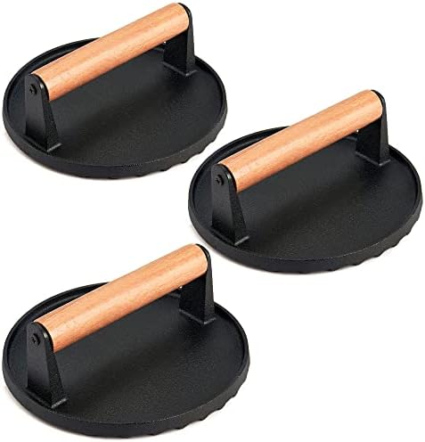 Leonyo 3Pcs Burger Smasher Press, 6In Cast Iron Griddle Grill Press by Leonyo