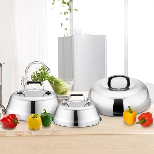 Cheese Melting Dome Set of 3, Leonyo 12"-9"-6.5" Metal Steam Basting Cover - Image 7