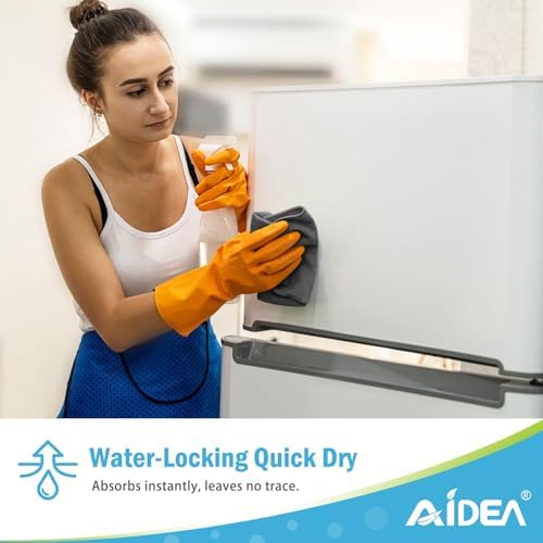 AIDEA Gray Microfiber Cleaning Cloth-12PK, Cleaning Rags 12"x 12" Absorbent - Image 6