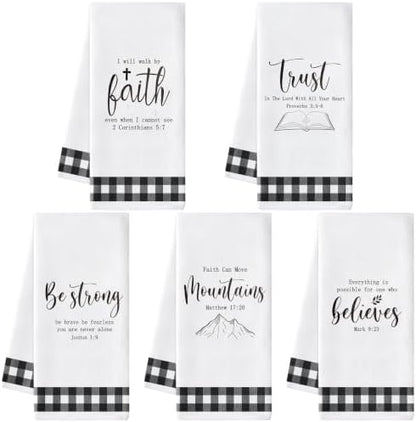 R HORSE 5 Pack Religious Christian Kitchen Dish Towels by RHORSE