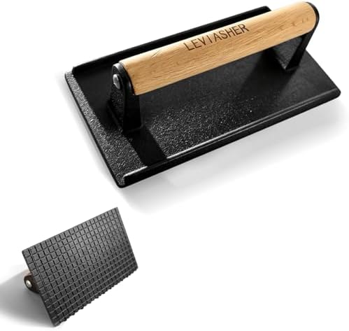 2.1lb Steak Weight & Burger Press, Grid Base by LEVIASHER