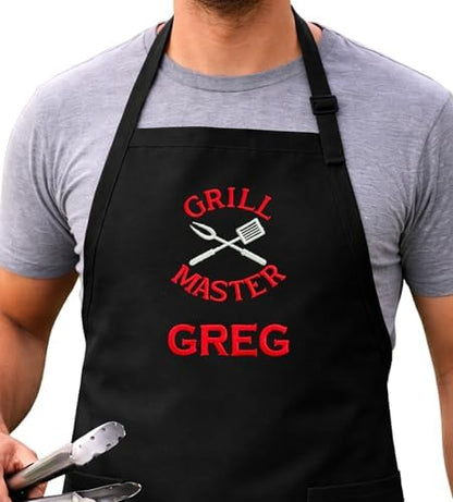 Personalized BBQ Apron with Name – Custom Embroidered Grill Apron by PLACE4PRINT