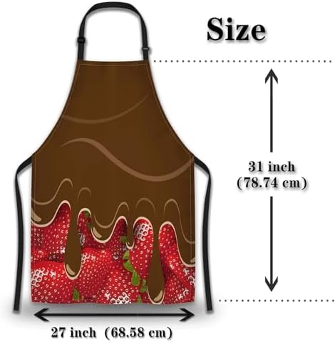 Kitchen Apron for Men Strawberry and Chocolate Pinafore Aprons for Women for - Image 2