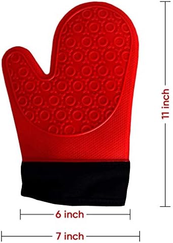 2PCS Red Black Professional Extra Large Silicone Oven Mitts and Pot Holders - Image 2