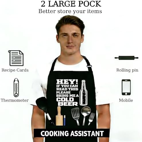 Funny Cooking Aprons for Cooking, Husband Wife Couple Gifts, Grilling Kitchen - Image 3