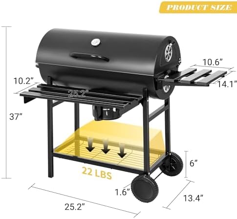 Flamaker Charcoal Grill Barrel style BBQ Charcoal Grill - Image 4