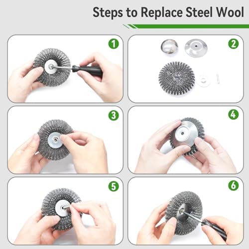 5 Pcs Steel Wool Scrubber with Handle: Stainless Steel Scrub Set - Image 7