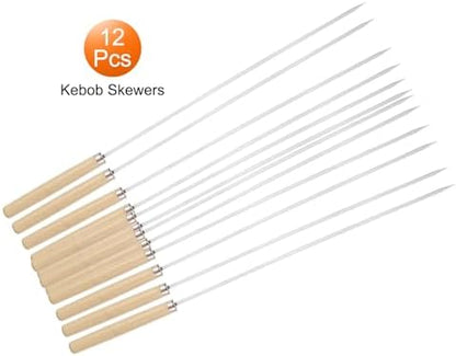 HARFINGTON 12pcs Metal Kebob Skewers 13" 3.2mmx0.8mm Stainless Steel Flat Sticks - Image 3