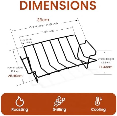 Turkey Rack Stainless Steel BBQ Rib Roasting Rack Roaster Pan Non-Slip - Image 5