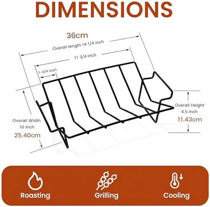Turkey Rack Stainless Steel BBQ Rib Roasting Rack Roaster Pan Non-Slip - Image 5