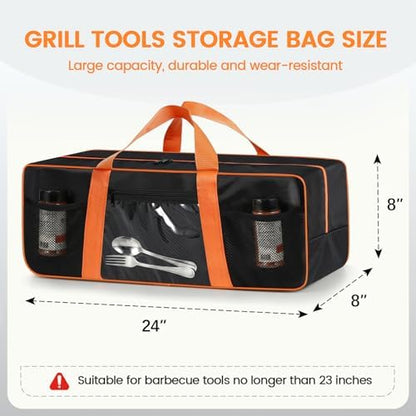 Grill Tool Storage Bag for Outdoor Barbecue, 24 in, Mesh Bag - Image 2