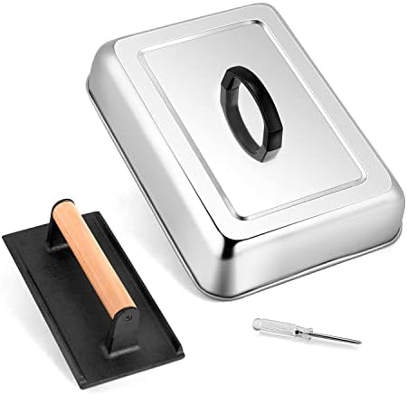 HaSteeL 13 x 9.75In Melting Dome & 8 x 4In Burger Press, Rectangular Basting by HaSteeL